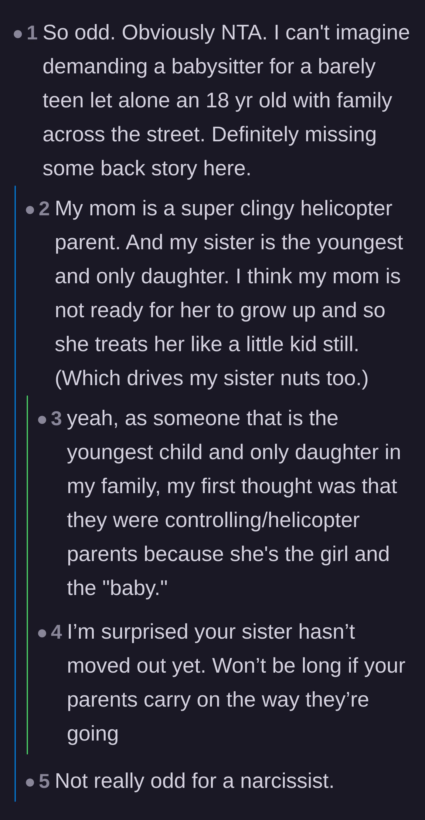 Comment thread 3 - Discussion about the gendered double standards and the exhausting reality of being the youngest daughter to a helicopter mother