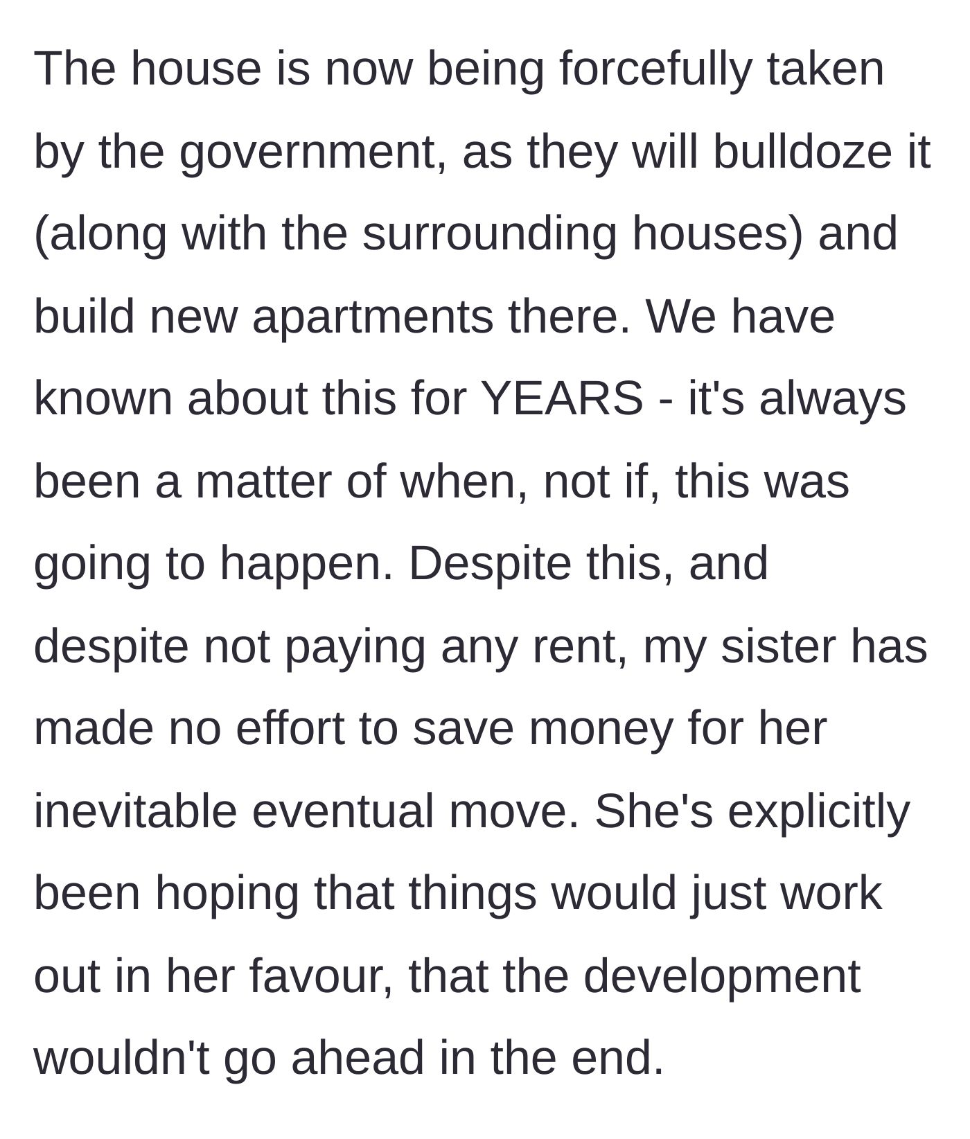 Story part 2 - A government bulldozer approaching a house while a woman covers her eyes in willful denial.