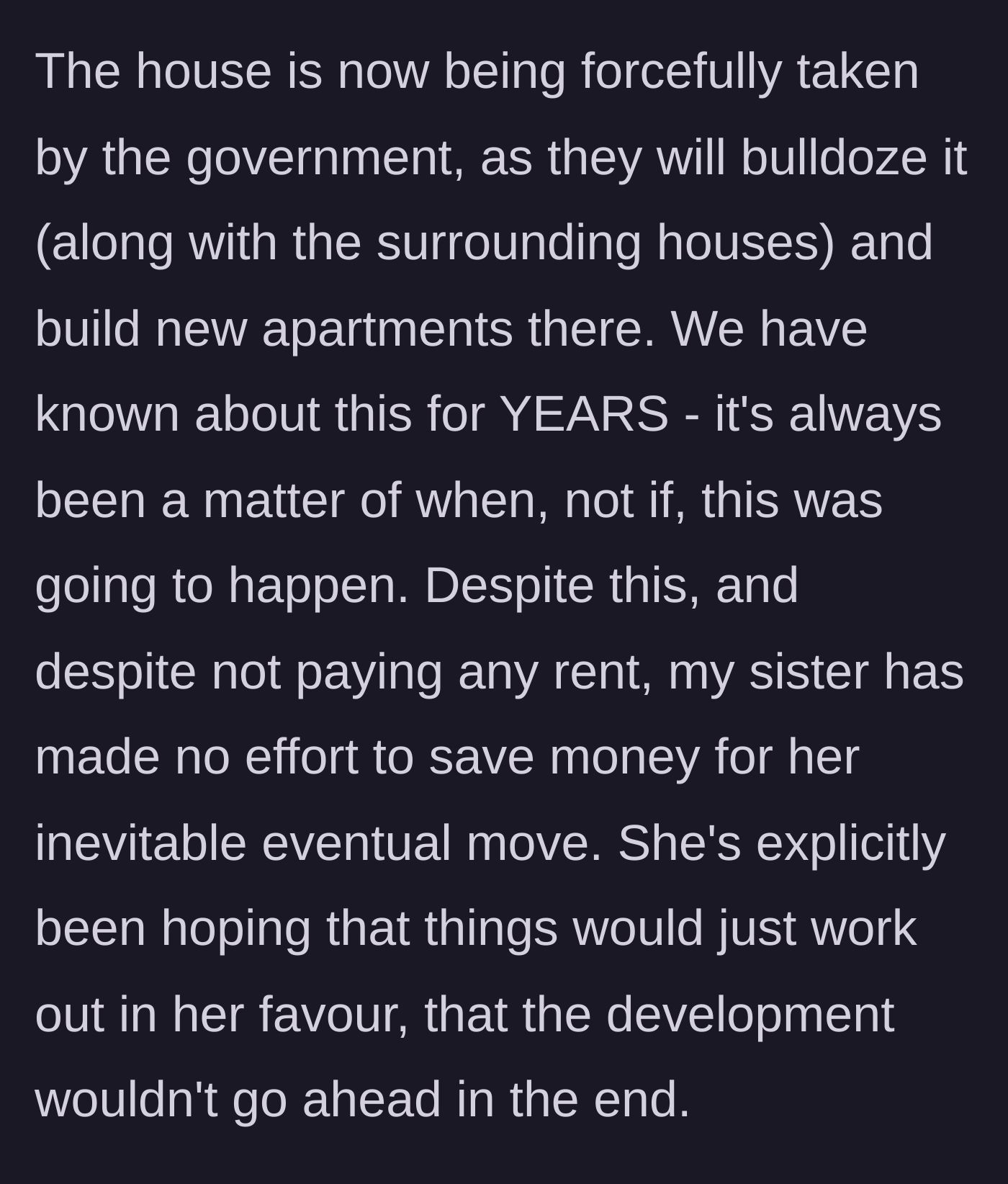 Story part 2 - A government bulldozer approaching a house while a woman covers her eyes in willful denial.