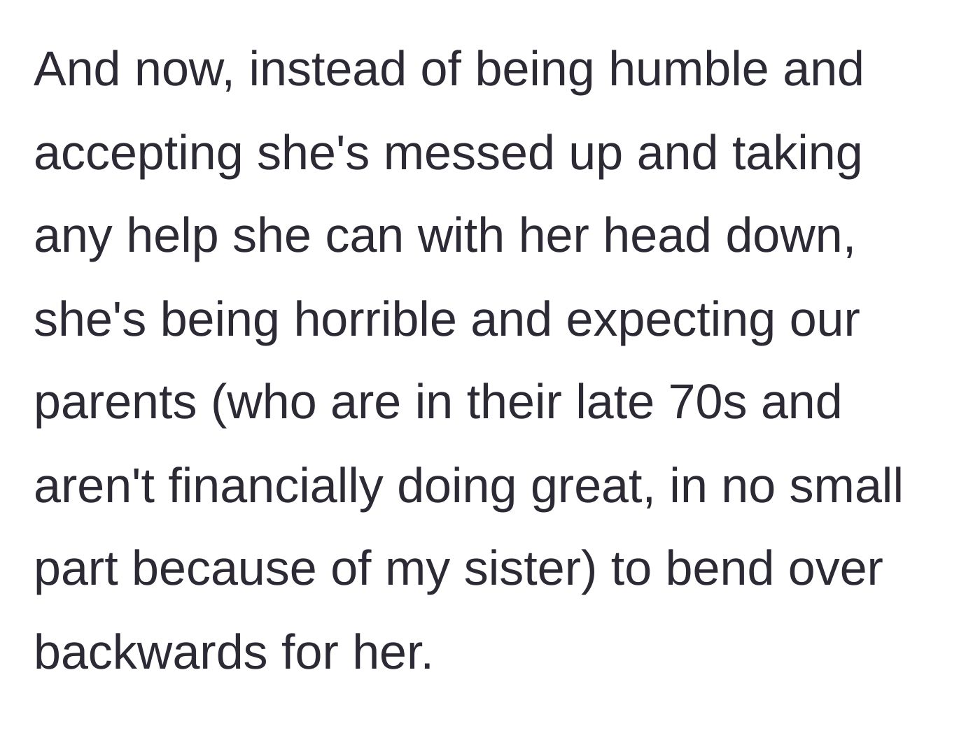 Story part 5 - Two exhausted, elderly parents handing over their empty wallets to a demanding adult daughter.