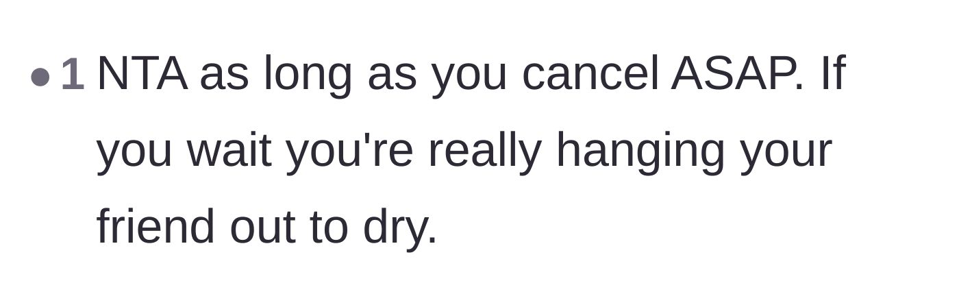 Comment thread 4 - A warning that waiting too long to cancel would be unfair to the coworker