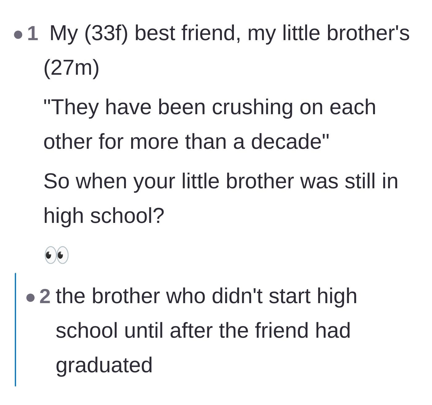 Comment thread 4 - More commenters focusing on the disturbing age gap when the brother and best friend first started crushing on each other.