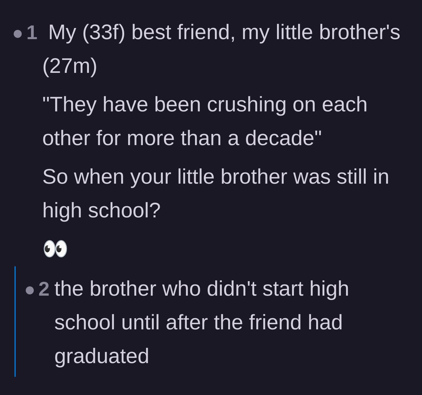 Comment thread 4 - More commenters focusing on the disturbing age gap when the brother and best friend first started crushing on each other.