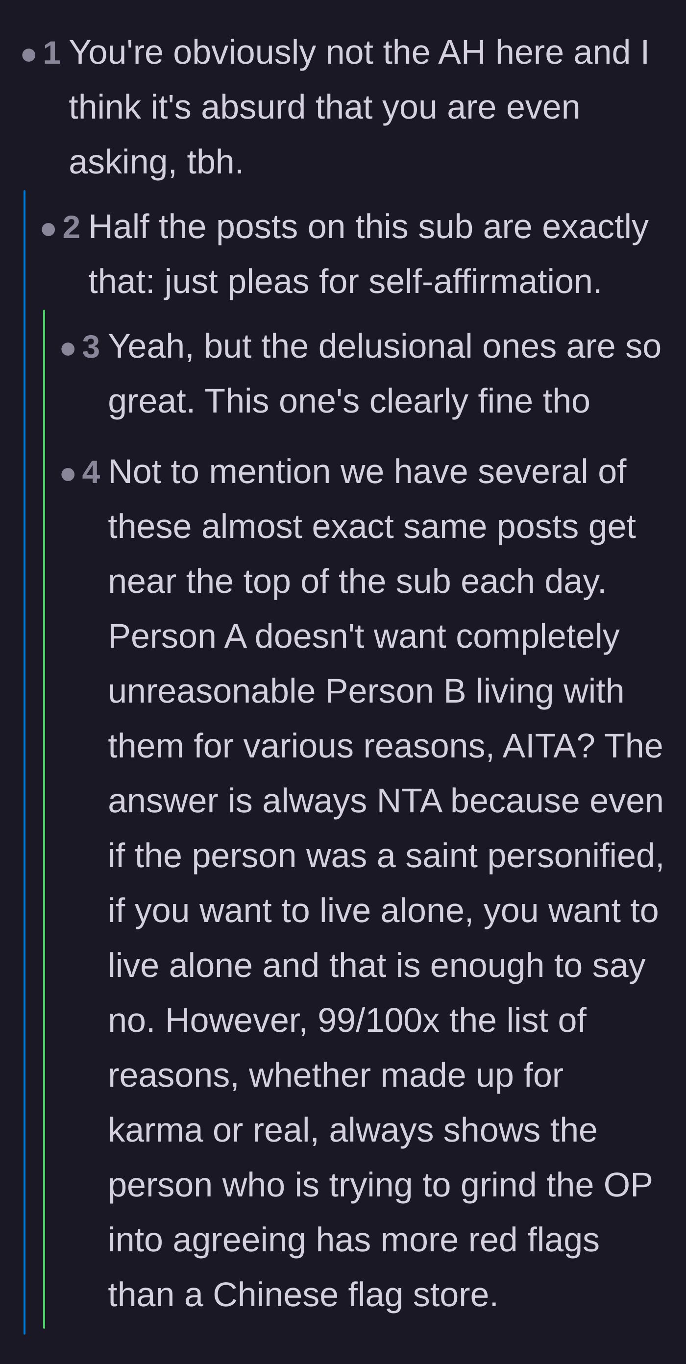 Comment thread 2 - A discussion about how the homeowner is clearly not at fault and how satisfying these obvious validation posts are.