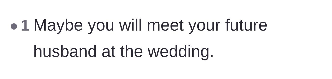 Comment thread 2 - A short, sassy comment suggesting she might meet her real future husband at the wedding.