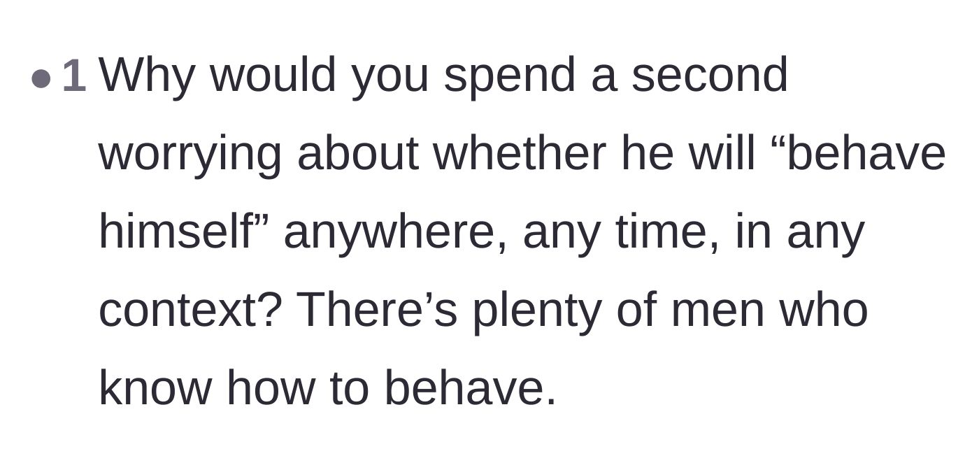 Comment thread 6 - Questioning why she tolerates a partner whose public behavior is a constant source of anxiety.