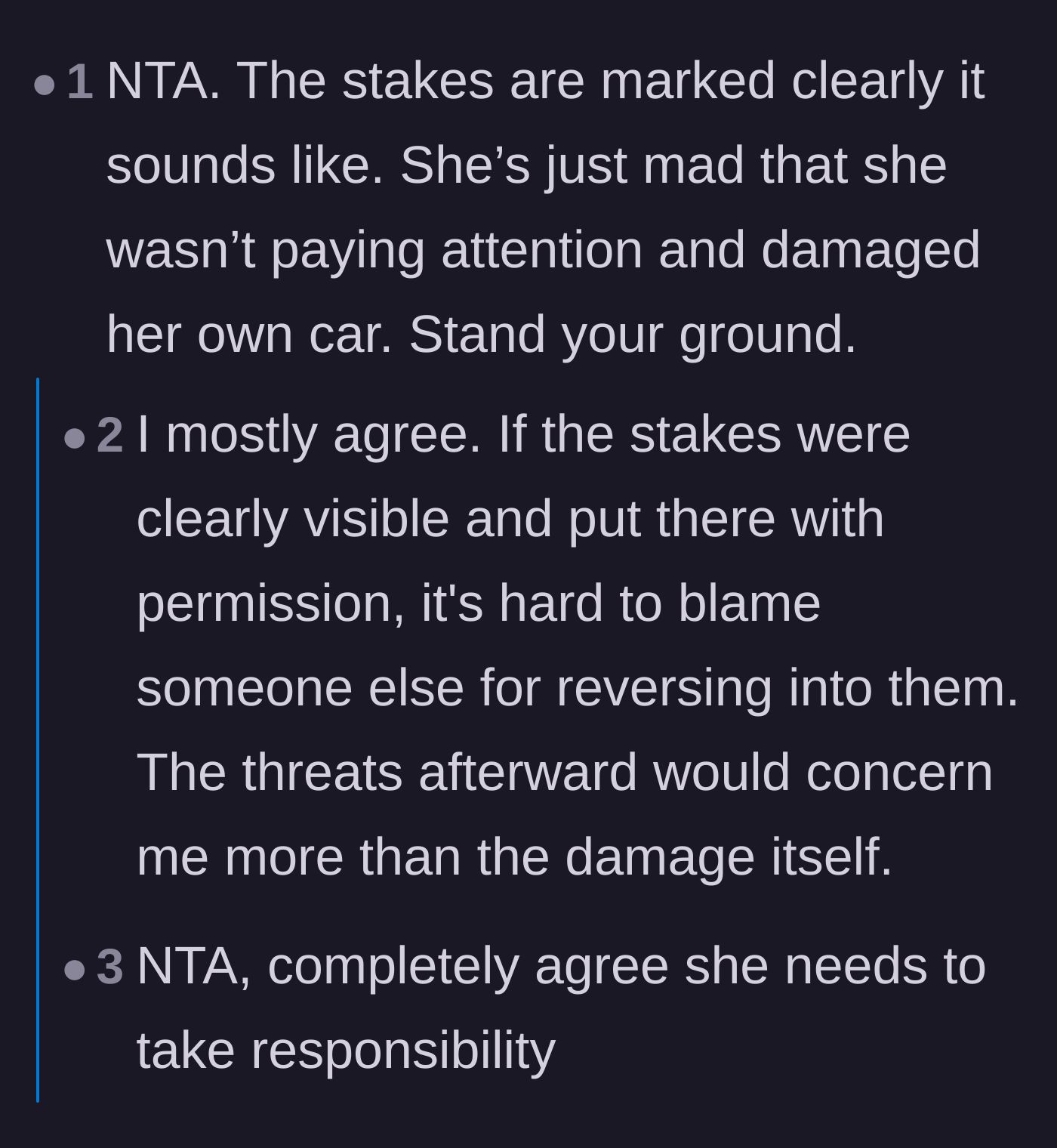 Comment thread 3 - Users agree the neighbor is simply angry over her own lack of attention to the clearly marked boundaries.