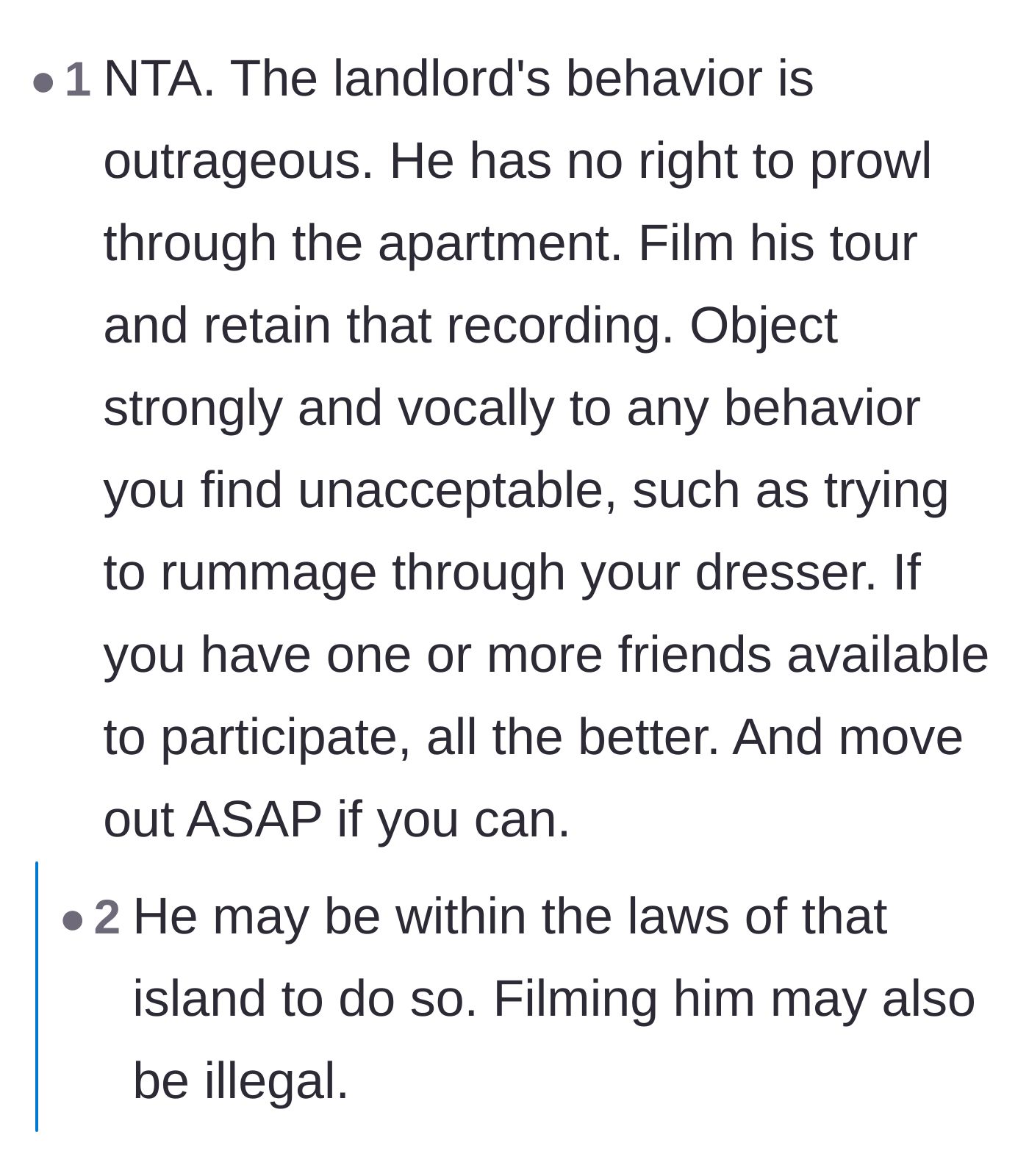 Comment thread 4 - Suggestions to film the walkthrough, vocalize boundaries, and bring in witnesses.