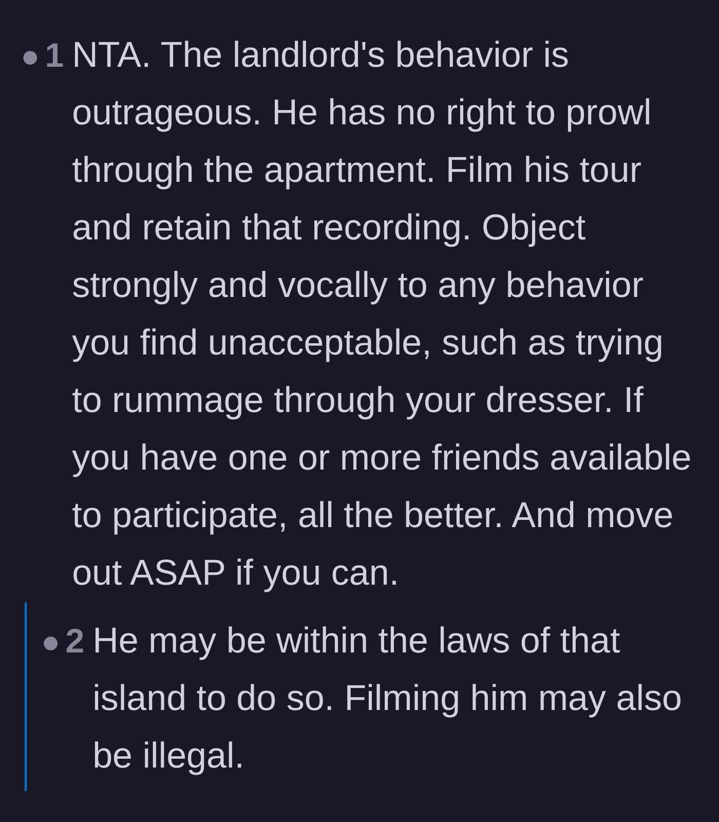 Comment thread 4 - Suggestions to film the walkthrough, vocalize boundaries, and bring in witnesses.