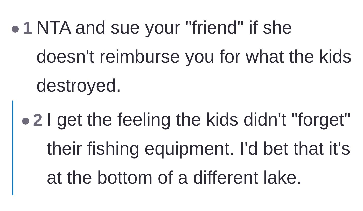 Comment thread 2 - Speculation that the kids already lost their own fishing gear in another lake.