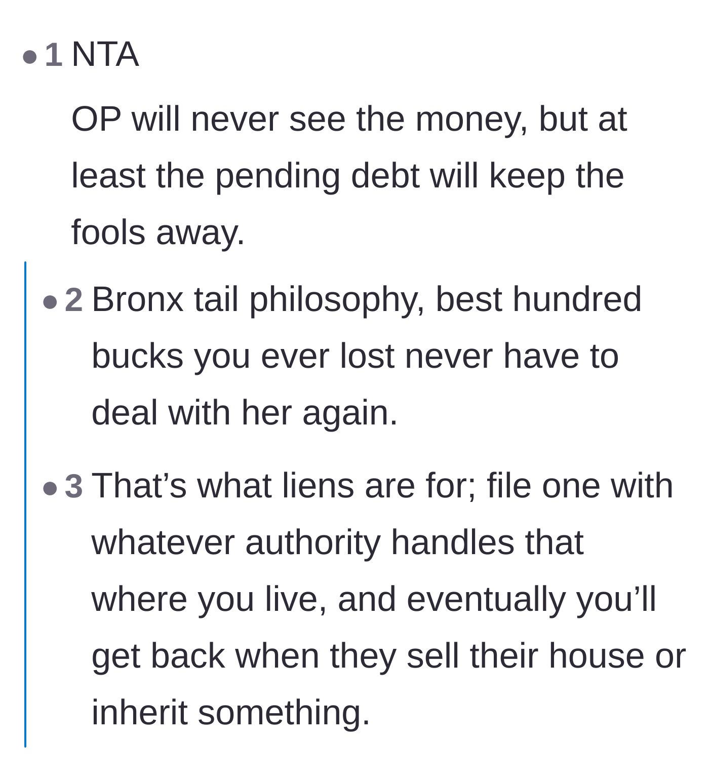 Comment thread 4 - Viewing the lost fishing gear as the price of getting rid of a toxic friend.