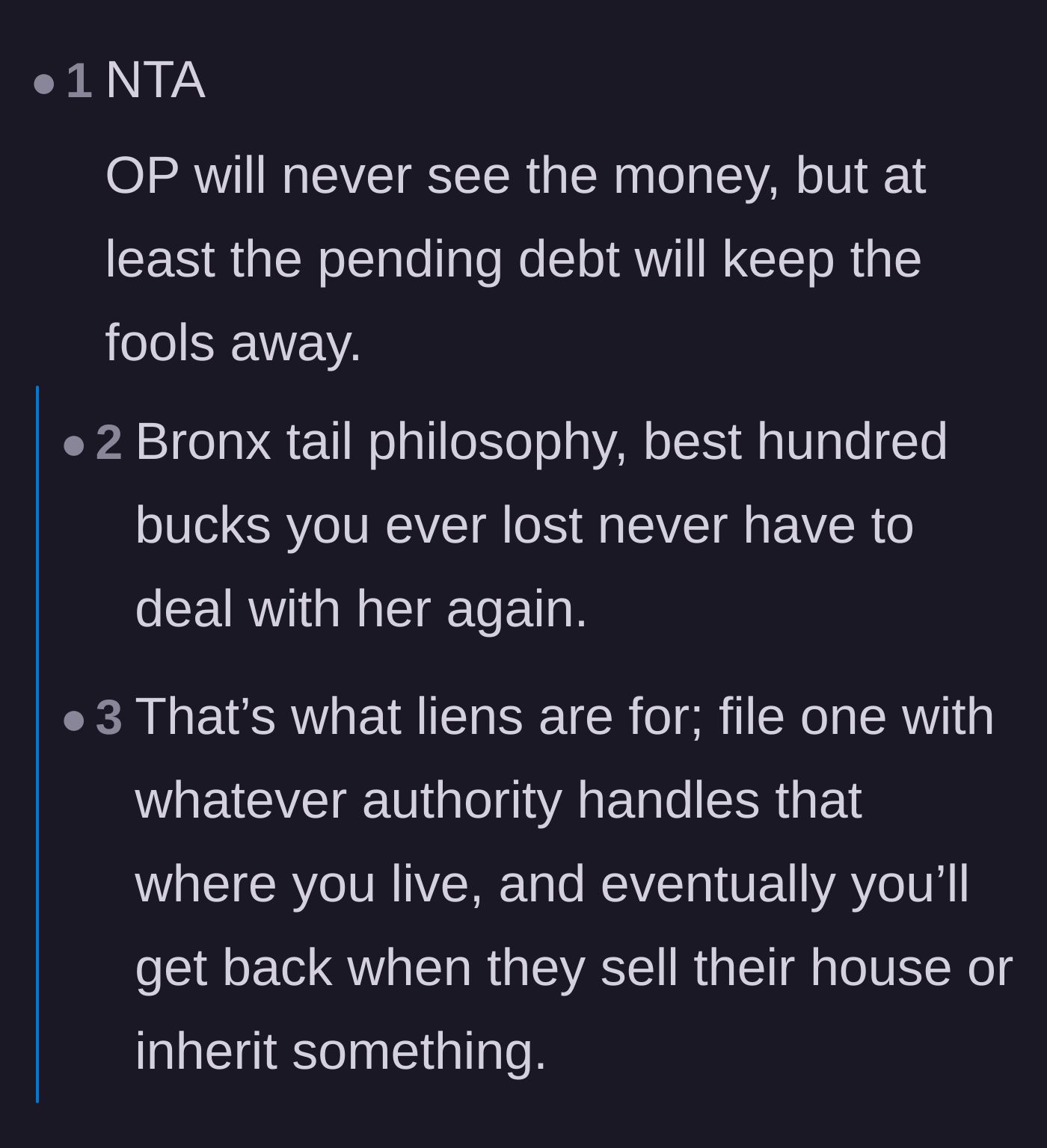 Comment thread 4 - Viewing the lost fishing gear as the price of getting rid of a toxic friend.