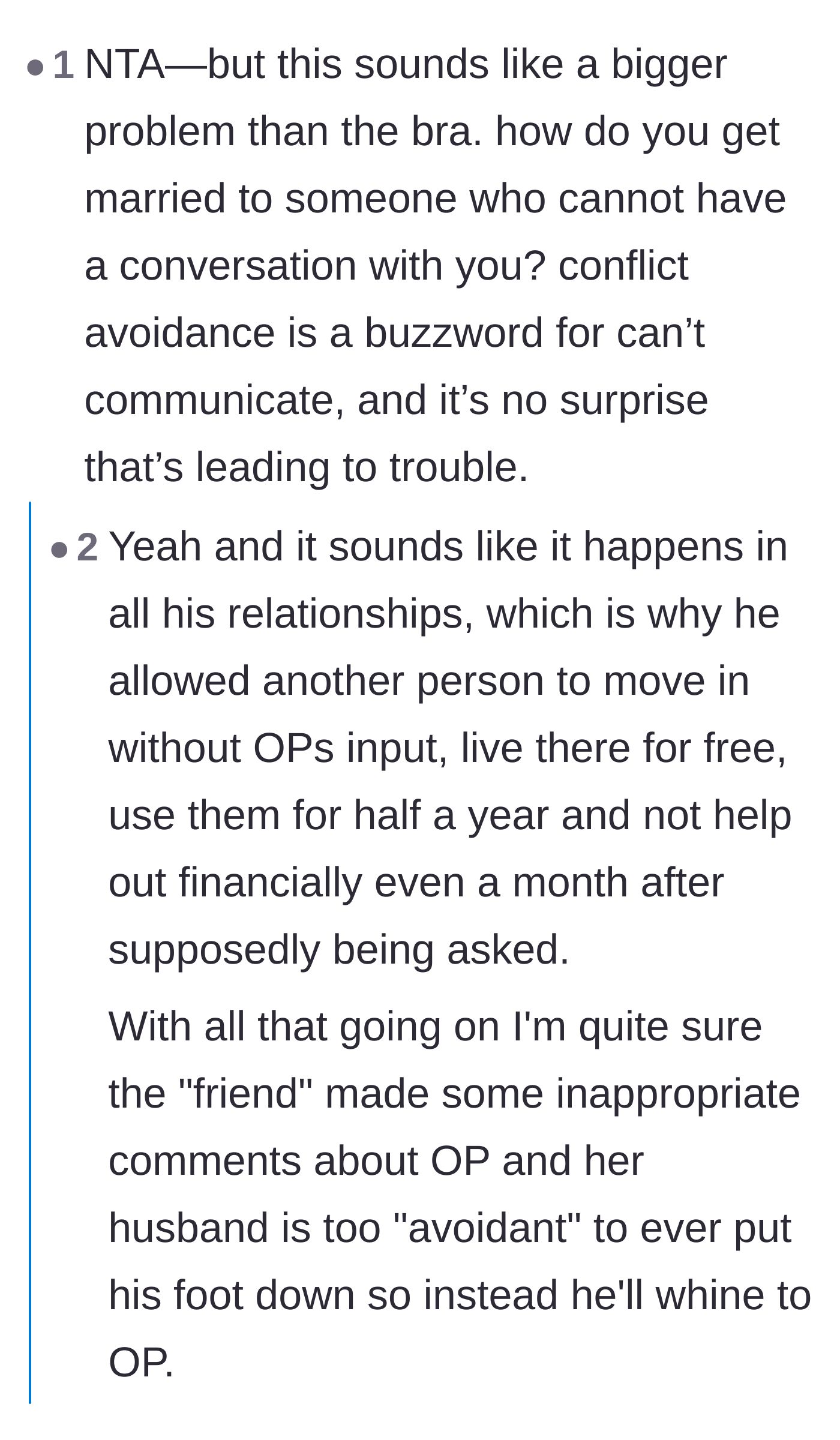 Comment thread 4 - A user explains how 'conflict avoidance' is just an excuse for poor communication skills.