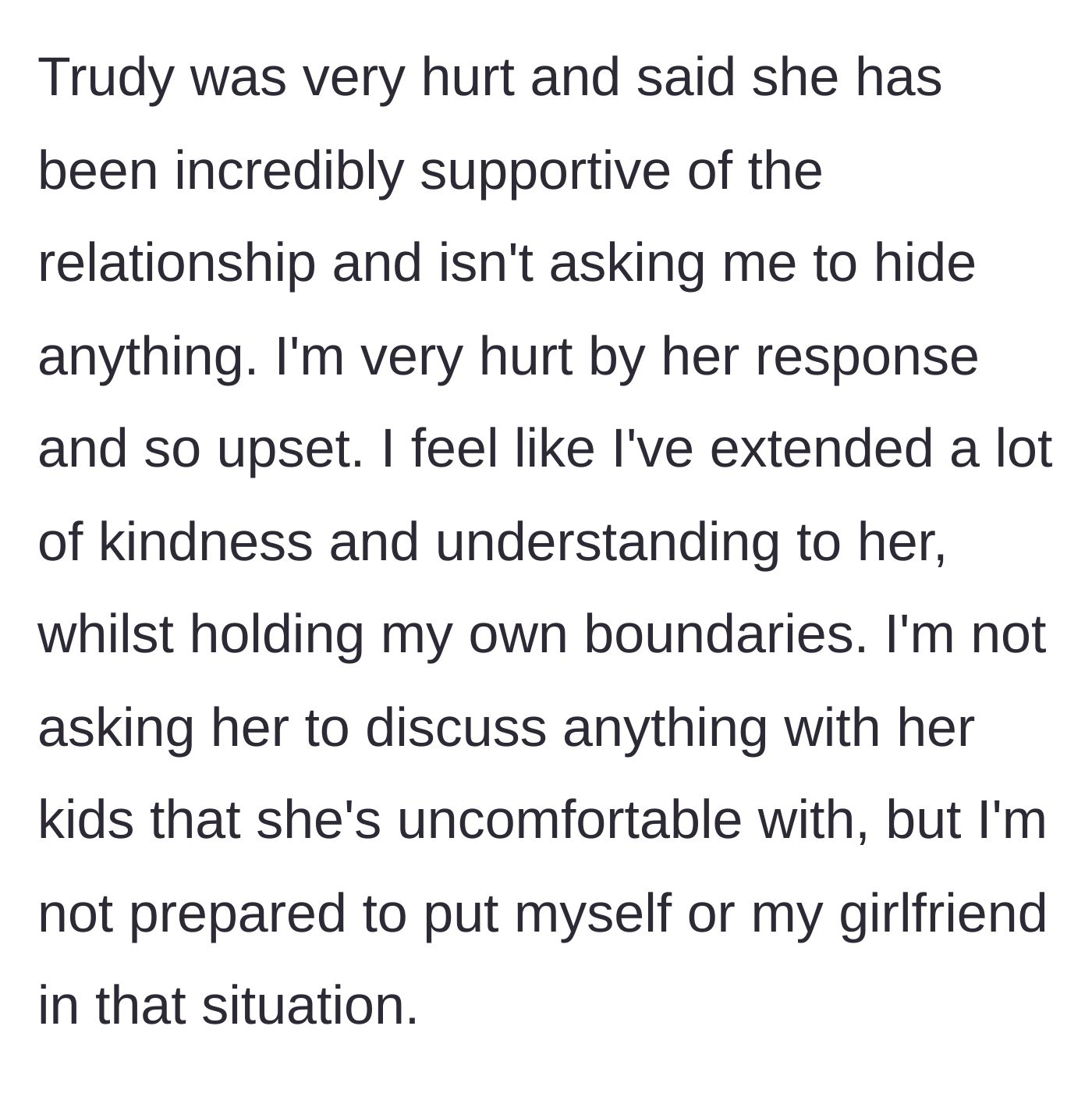 Story part 5 - The friend reacts with hurt and defensiveness, leading to mutual upset despite the author's attempt to be understanding.