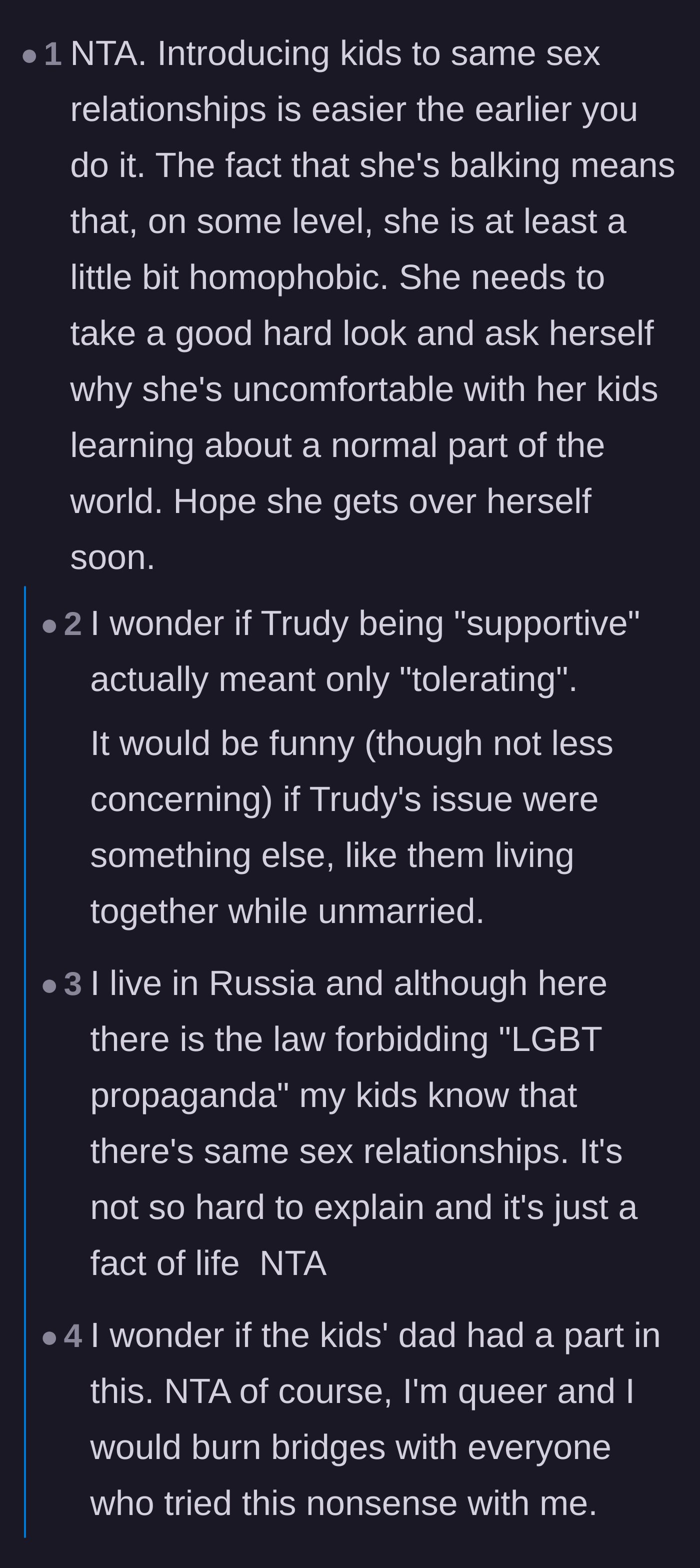 Comment thread 2 - A discussion on how the friend's hesitation reveals quiet, underlying homophobia despite claiming to be an ally