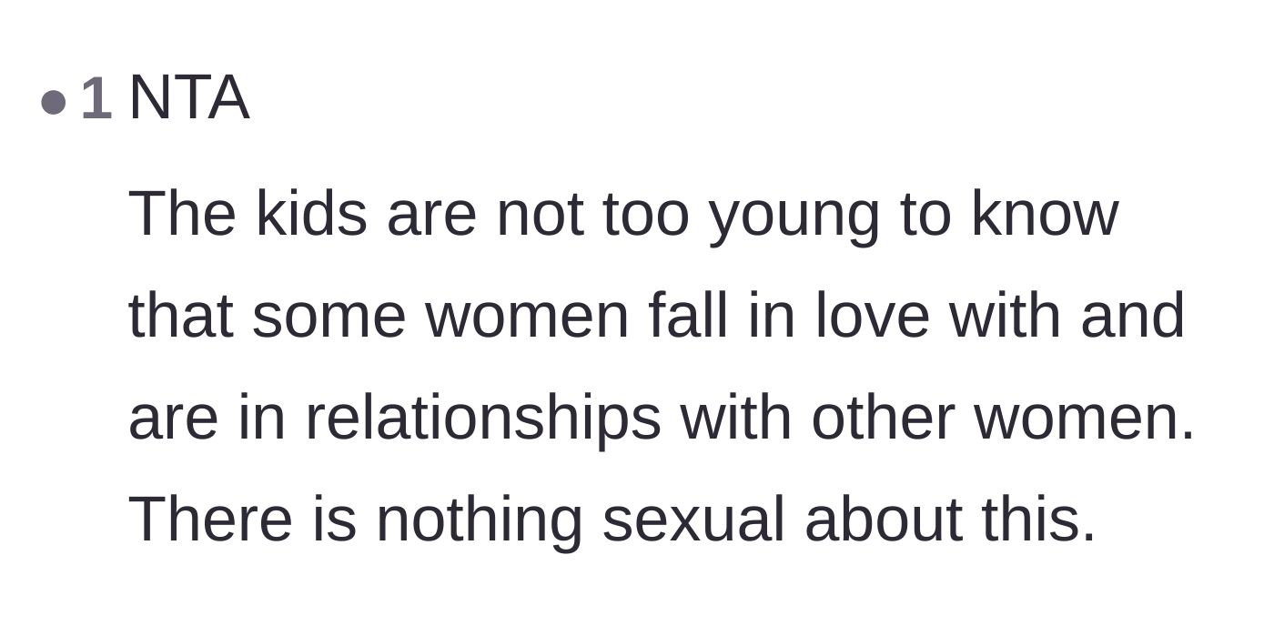 Comment thread 4 - Asserting that there is nothing inherently sexual or inappropriate about two women being in love