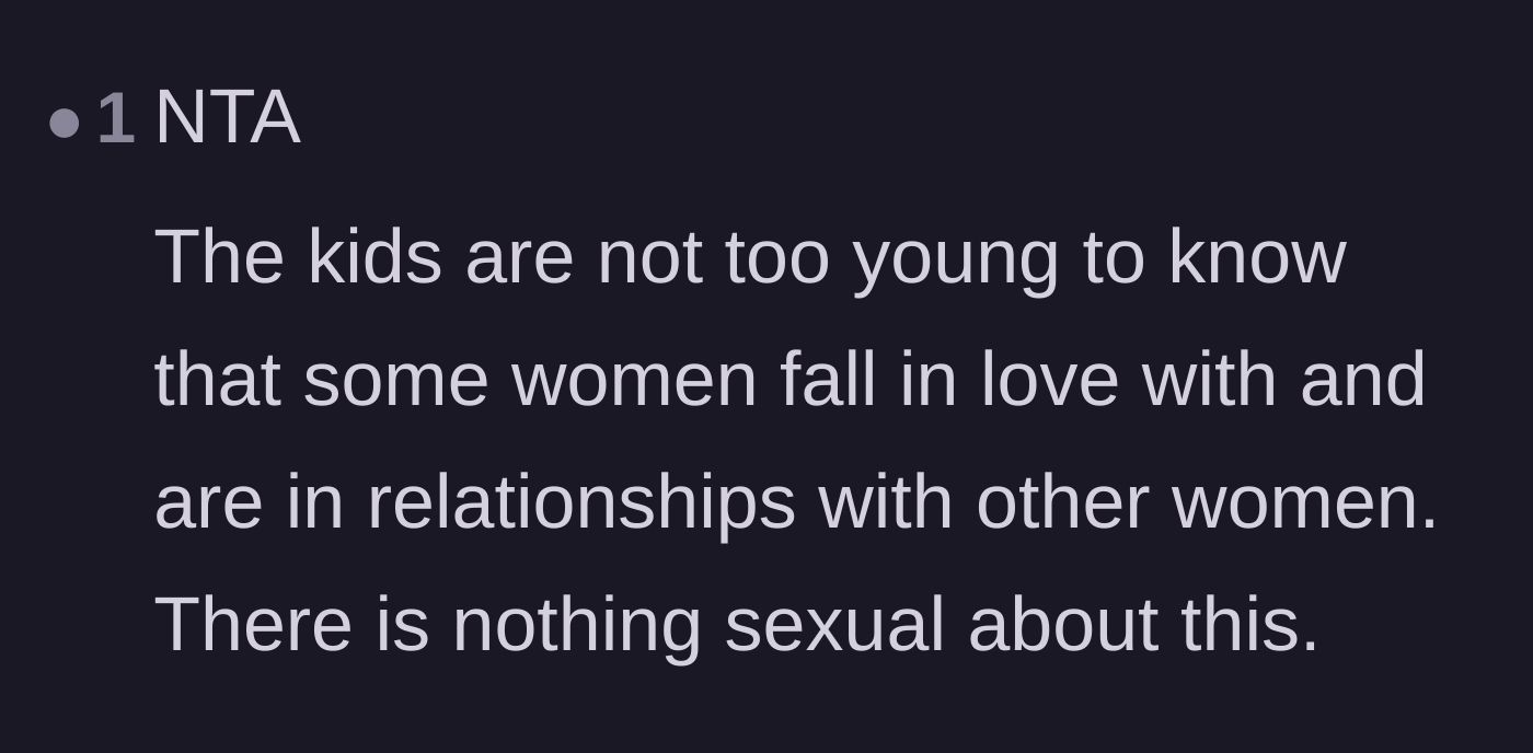 Comment thread 4 - Asserting that there is nothing inherently sexual or inappropriate about two women being in love