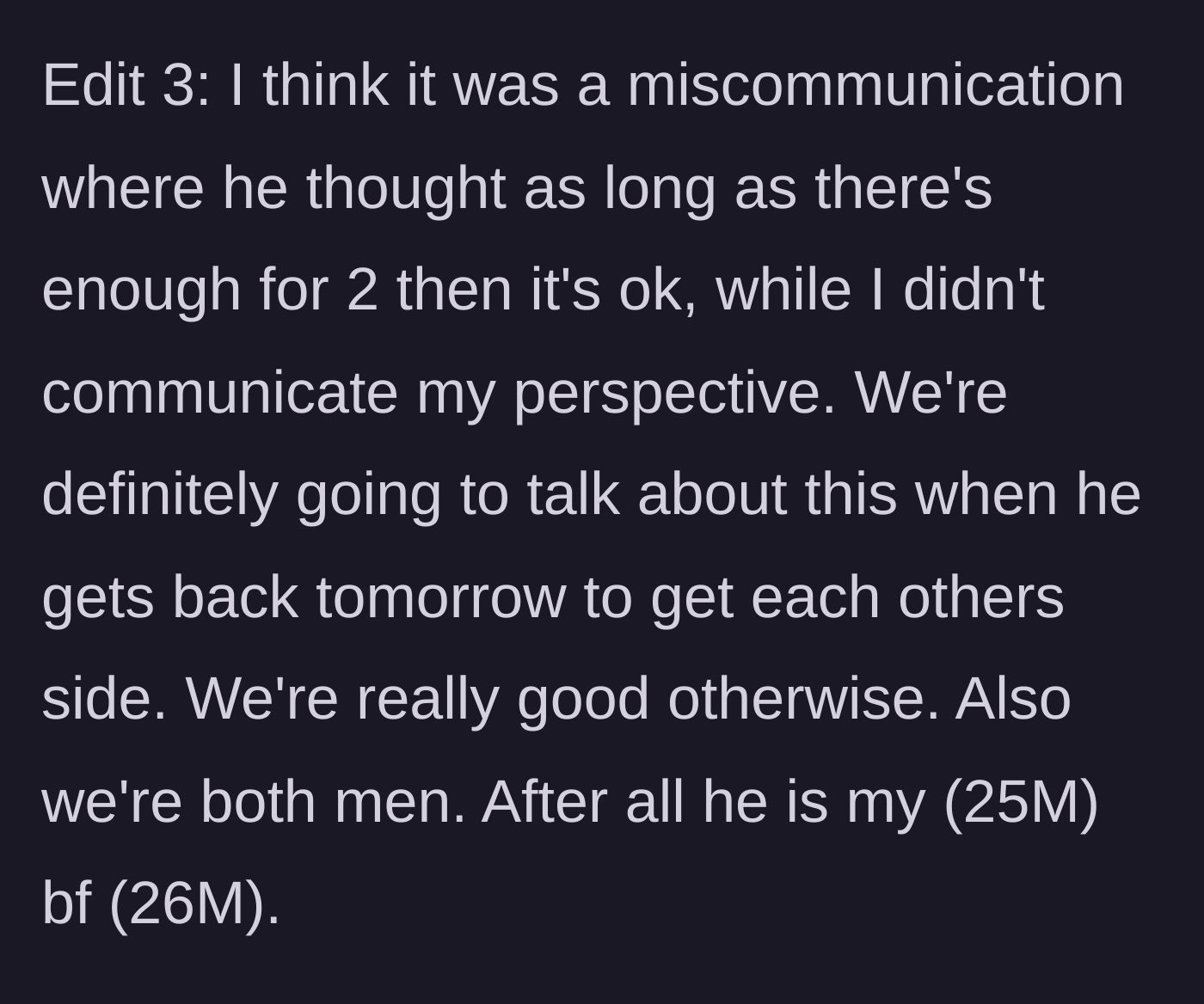 Story part 10 - OP realizes it was a miscommunication and reveals they are a gay couple.