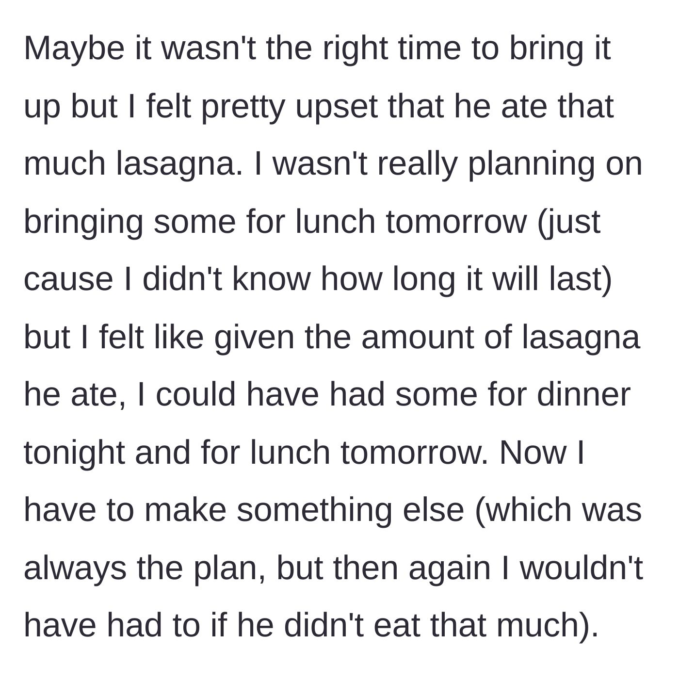 Story part 6 - OP laments the loss of his planned lunches and dinners.