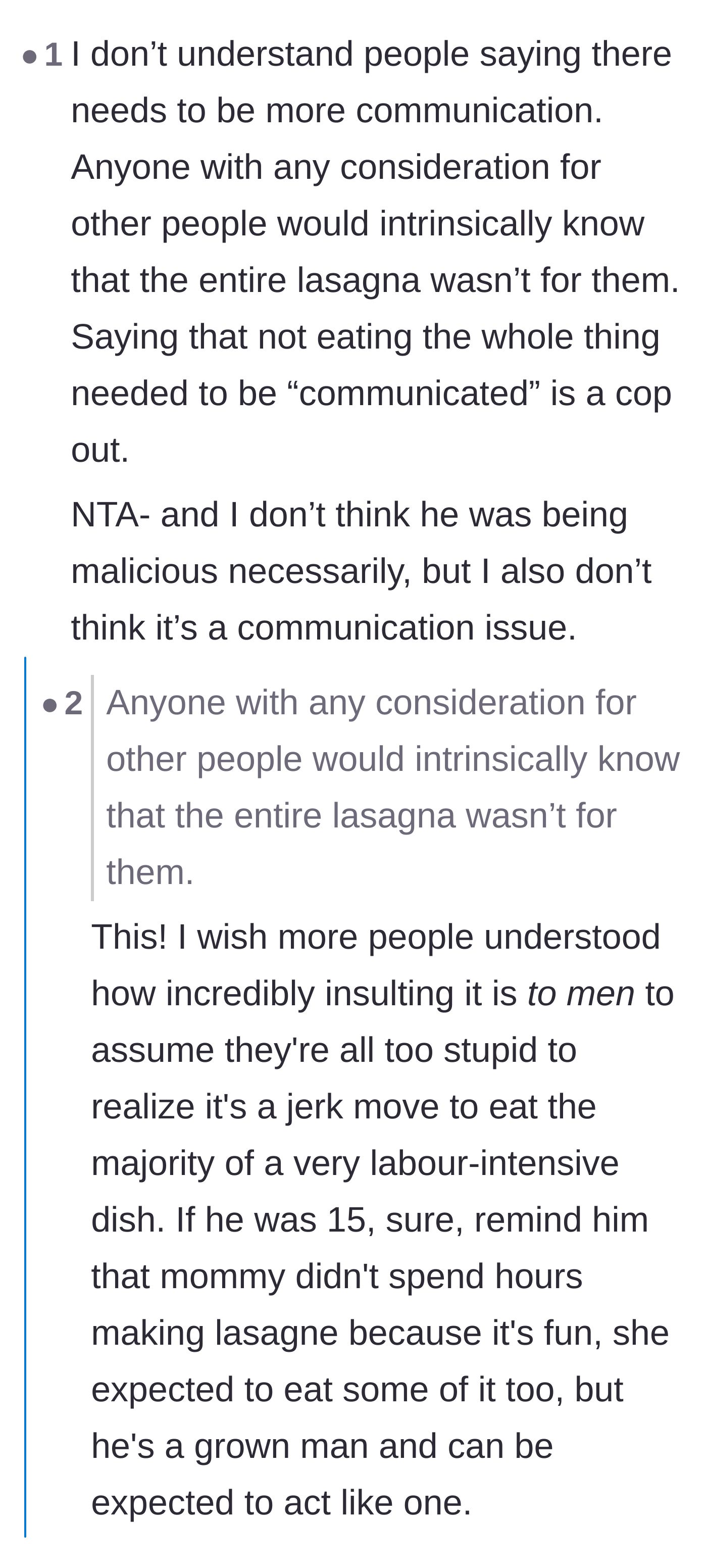 Comment thread 3 - Readers rejecting the miscommunication excuse and arguing a grown man should know better.