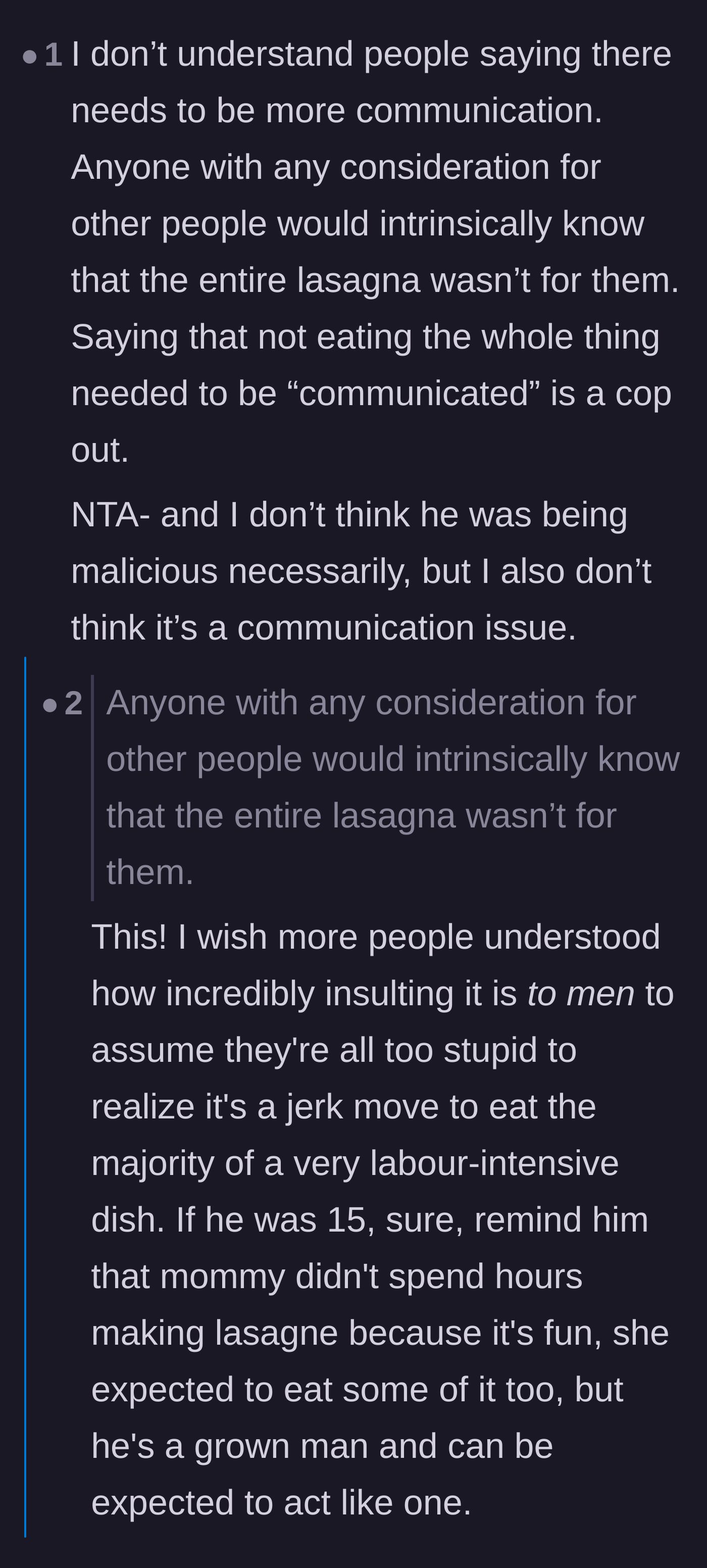 Comment thread 3 - Readers rejecting the miscommunication excuse and arguing a grown man should know better.