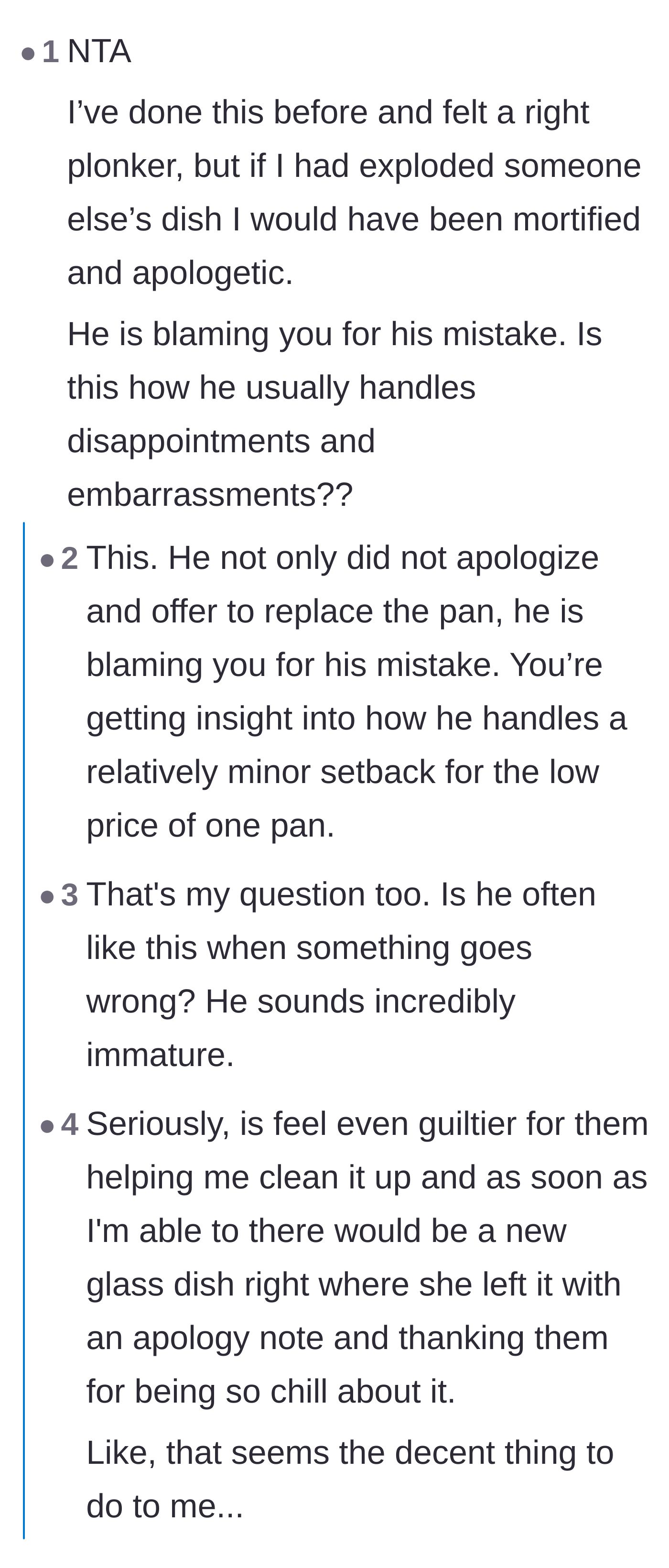 Comment thread 2 - Commenters wondering how this guy handles real-life crises if a broken pan causes a multi-day meltdown.