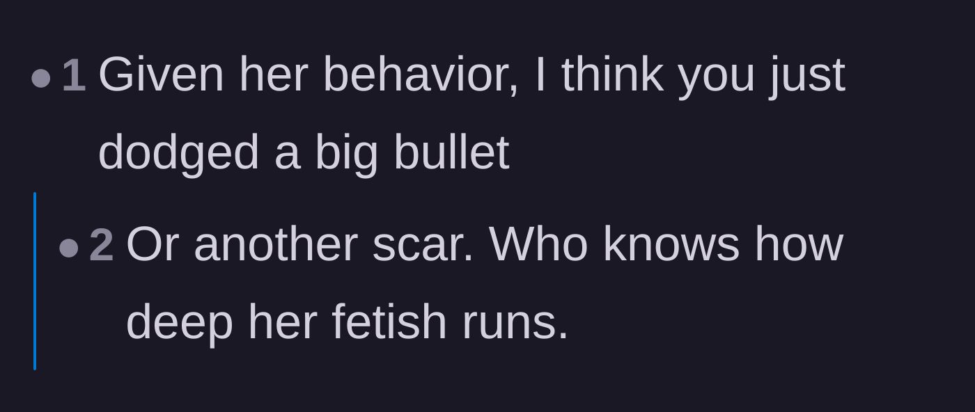 Comment thread 5 - A short exchange noting that the author dodged a bullet and possibly further harm.