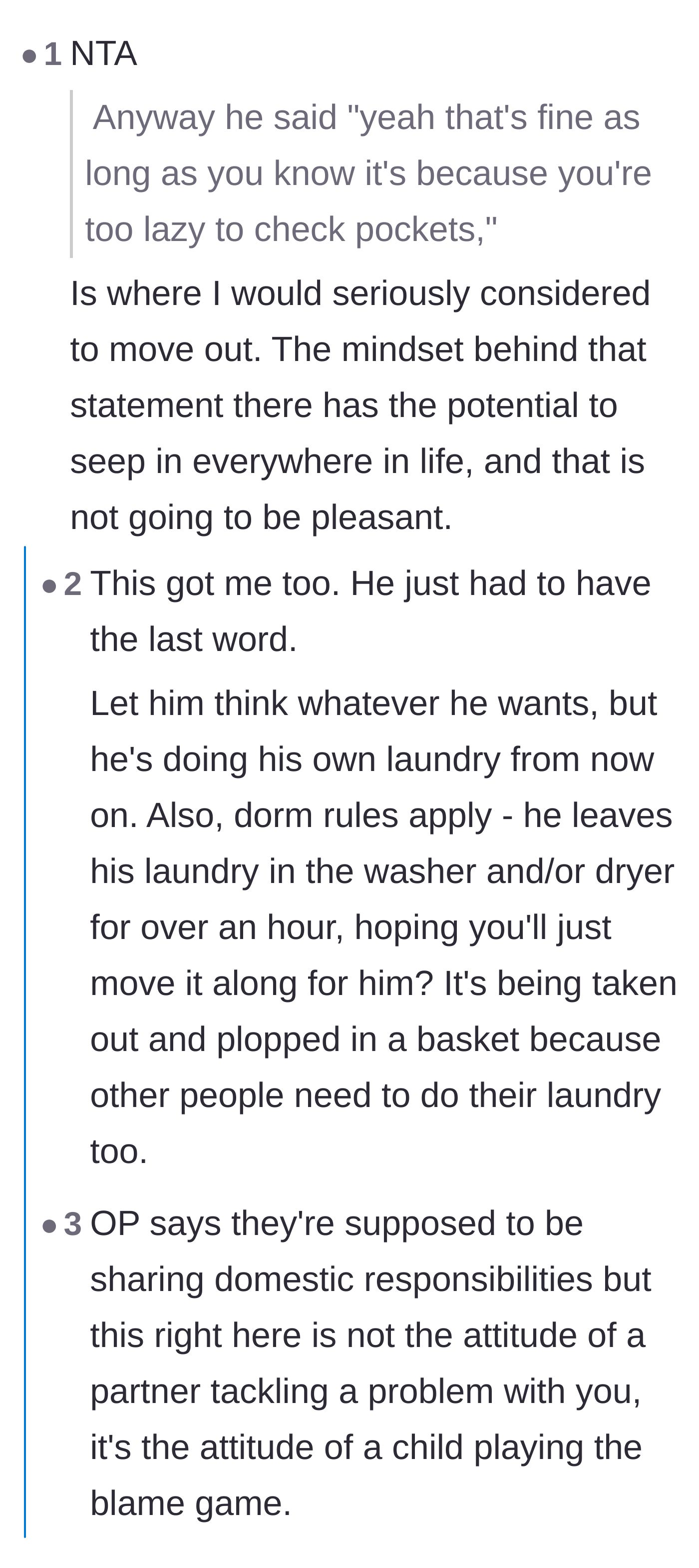 Comment thread 1 - Readers dissecting the boyfriend's final insult and how it reveals a deeper lack of respect.