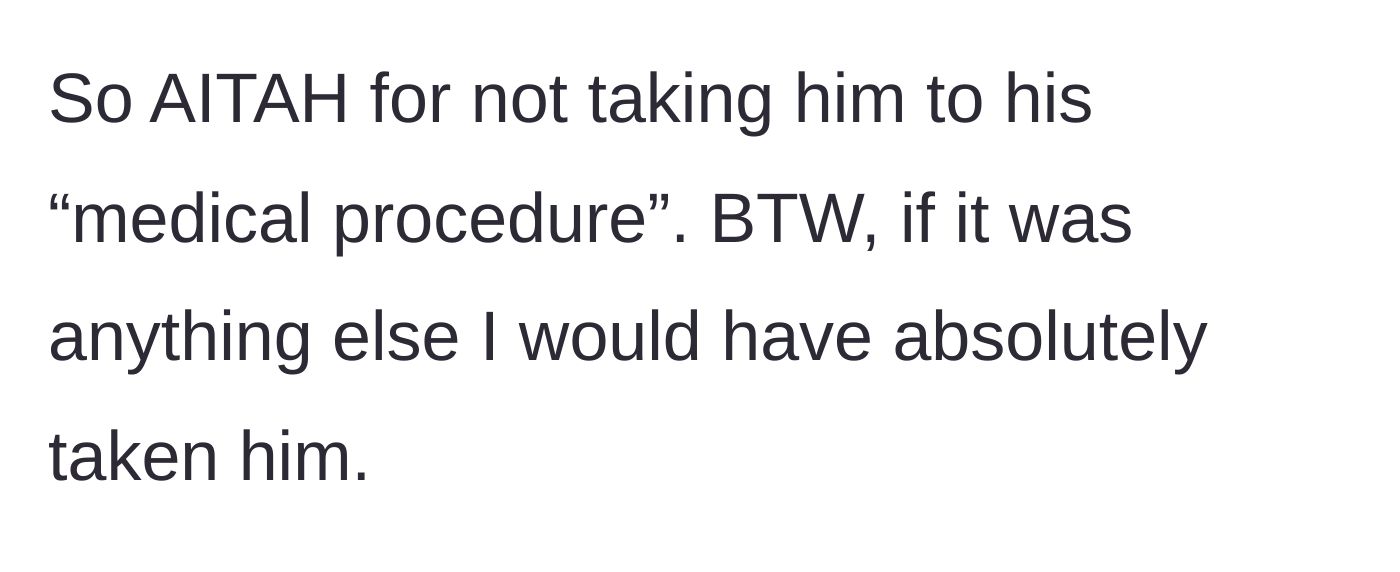 Story part 4 - The main character questions her stance, noting she would help him for any other medical issue.