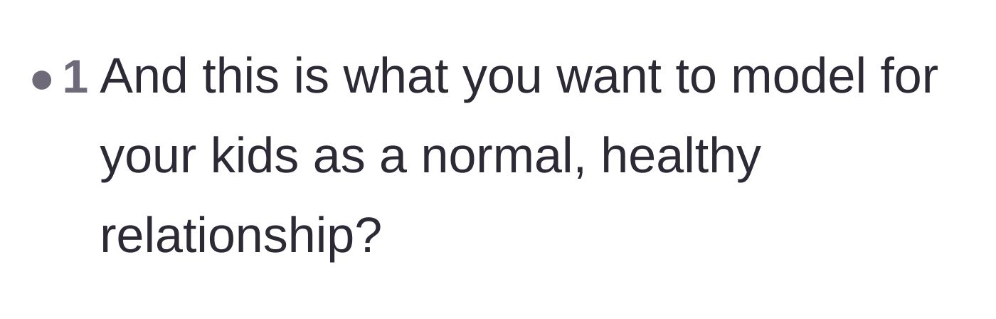 Comment thread 5 - A short question asking if this is the relationship dynamic she wants to model for her children.