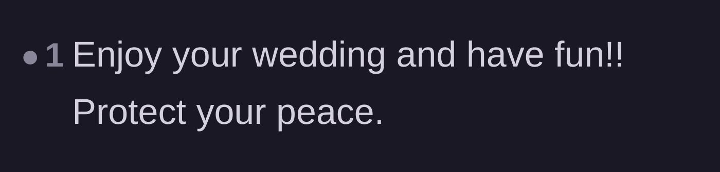 Comment thread 4 - A short and sweet message telling the bride to protect her peace.
