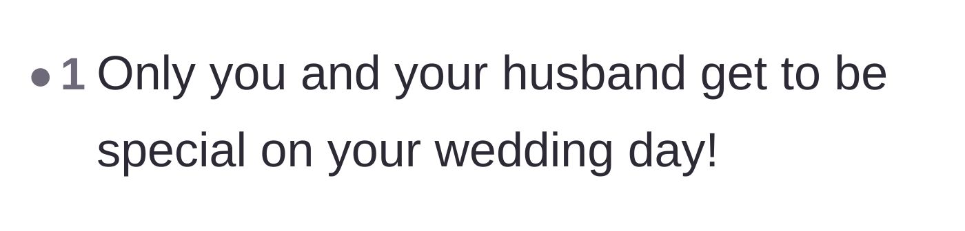 Comment thread 1 - A simple reminder that the bride and groom are the only special ones on their wedding day.