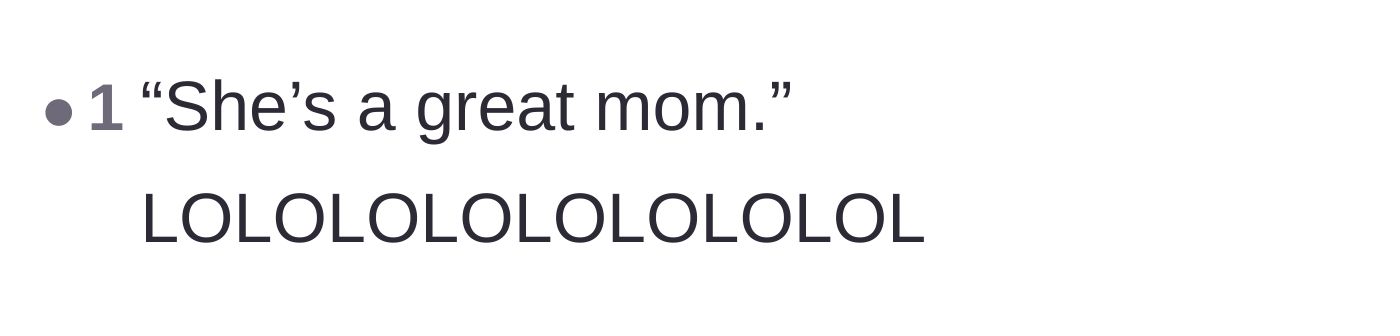 Comment thread 4 - A reader mocking the idea that the main character's mother is a great mom.