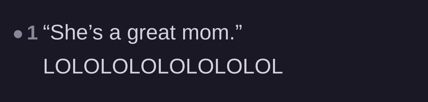 Comment thread 4 - A reader mocking the idea that the main character's mother is a great mom.