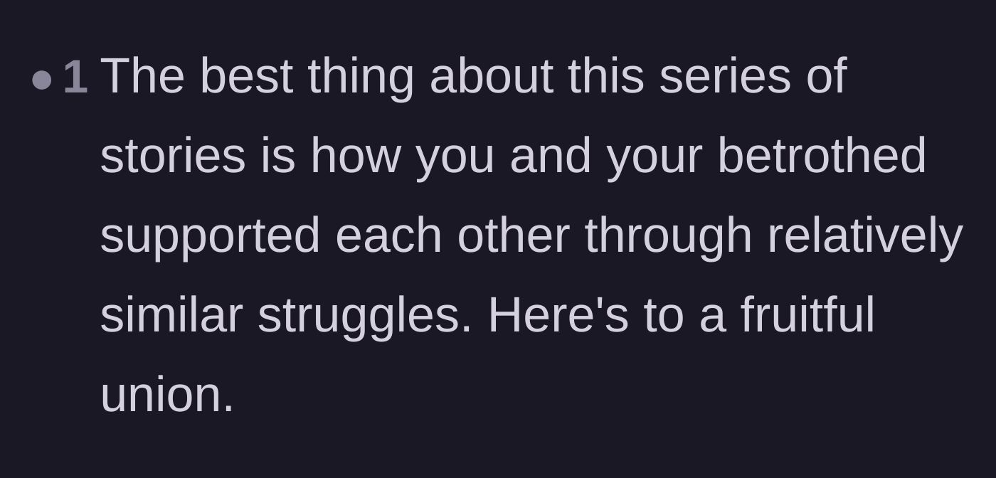 Comment thread 6 - Praising the couple for sticking together through parallel family drama.