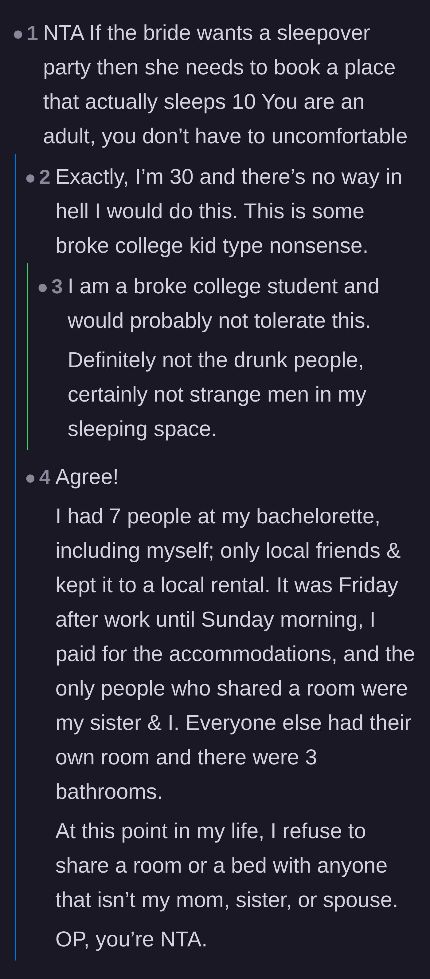 Comment thread 2 - Commenters agreeing that cramming ten adults into a small house is broke college student behavior.