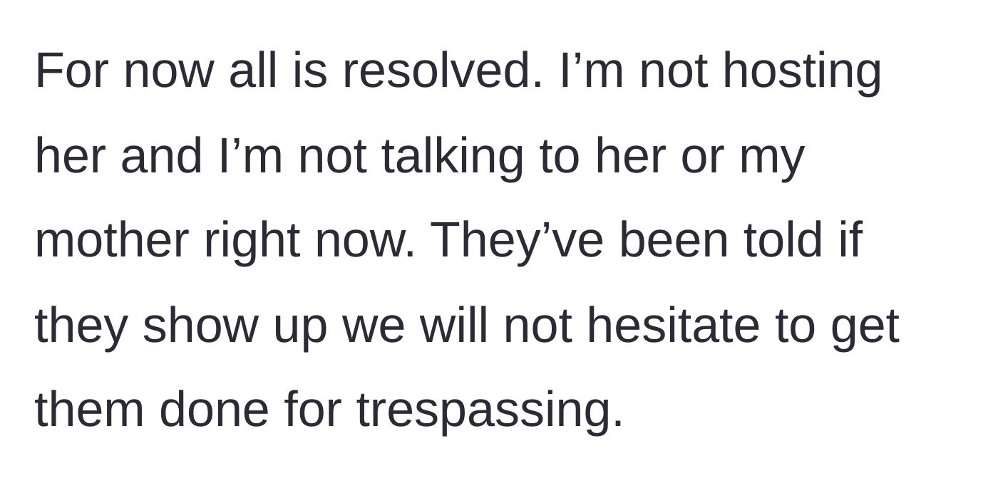 Story part 10 - Main character officially cancels the venue and threatens trespassing charges if they show up.