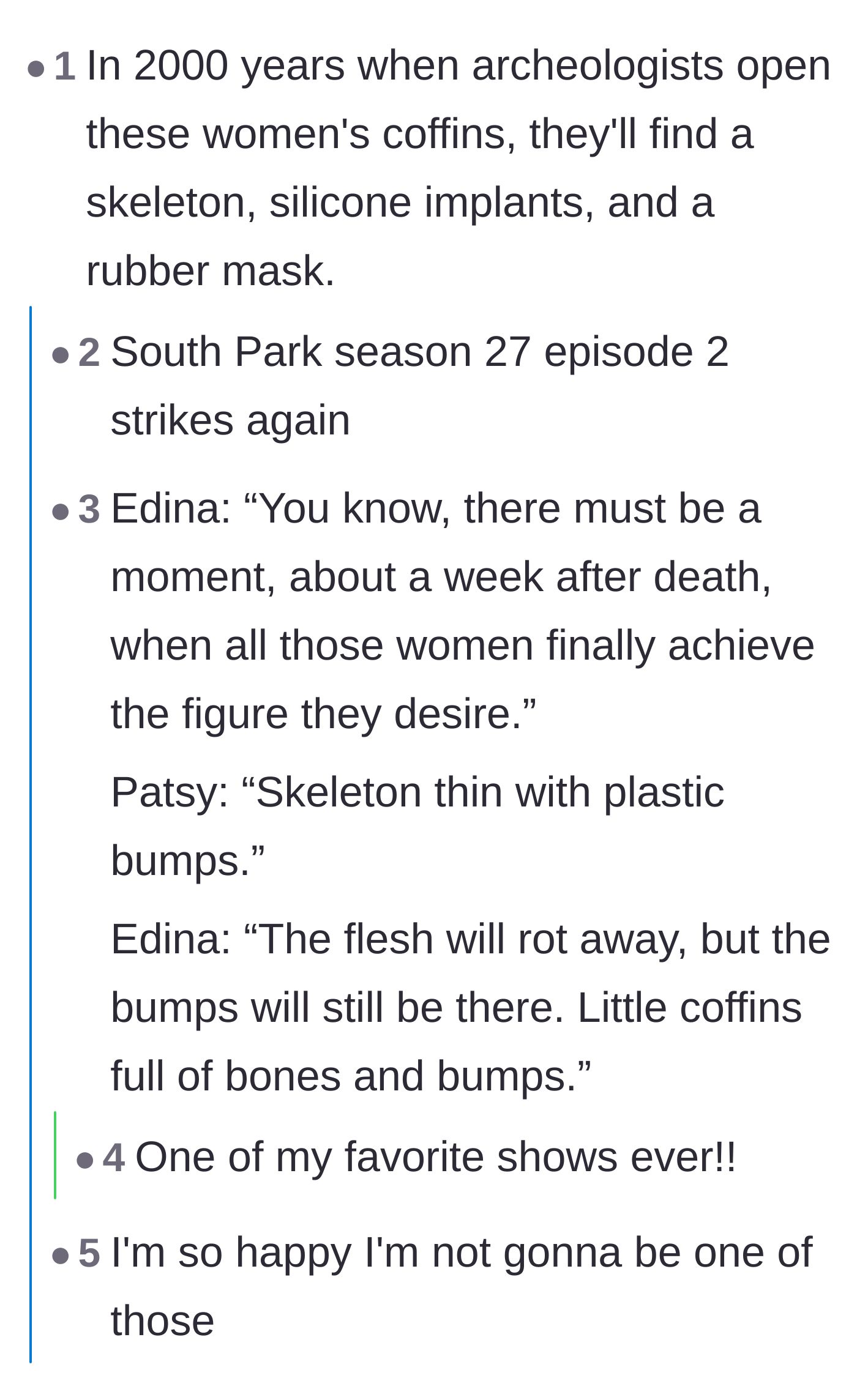 Comment thread 3 - A hilarious thread joking about archeologists finding the girlfriend's plastic surgery implants centuries in the future.