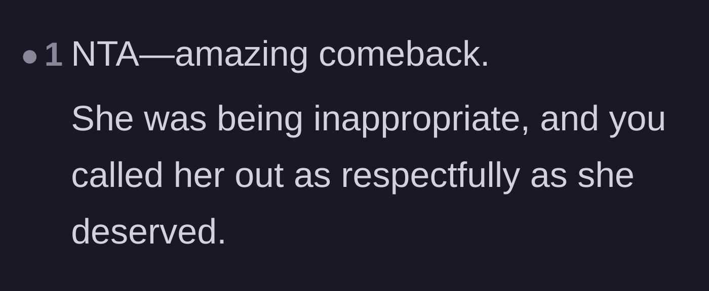 Comment thread 4 - A short comment praising the daughter for her amazing and well-deserved comeback.
