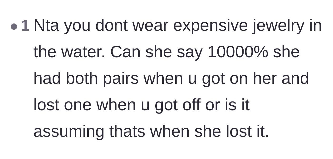 Comment thread 6 - A commenter questions whether the friend can even prove she had the earring right before the main character got on her shoulders.