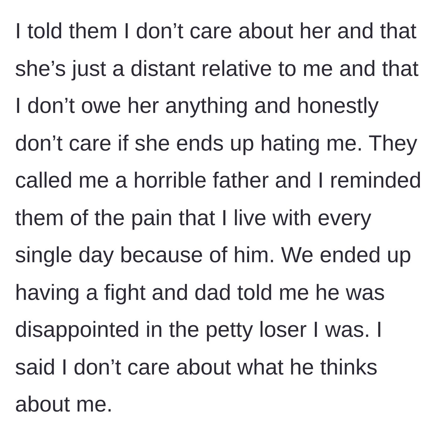 Story part 6 - The brother refuses to budge, leading his parents to hurl insults at him and express their deep disappointment.