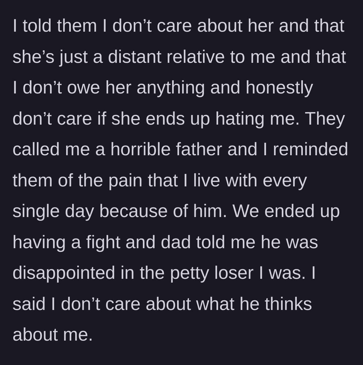 Story part 6 - The brother refuses to budge, leading his parents to hurl insults at him and express their deep disappointment.
