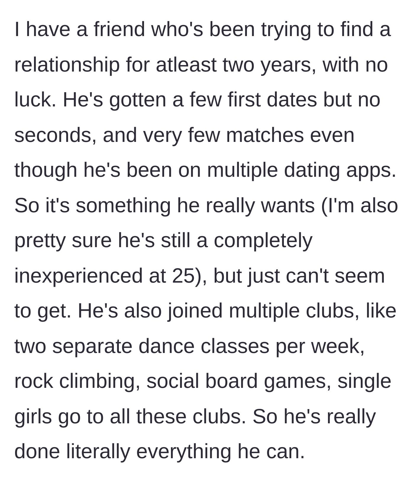 Story part 1 - A man looking dejected while swiping on a dating app in a crowded room.