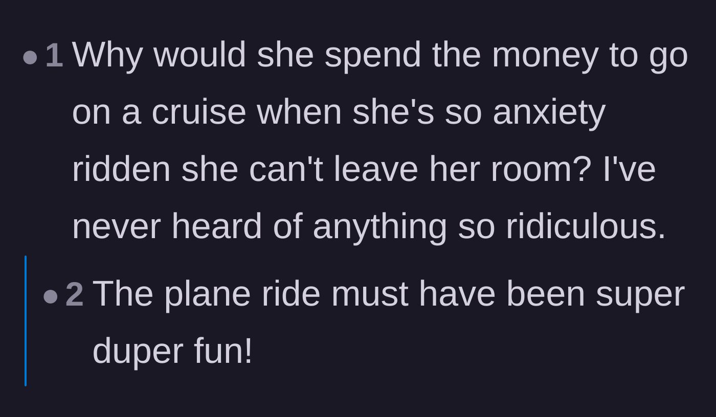 Comment thread 2 - Users pointing out the absurdity of paying for a cruise only to stay locked inside a tiny cabin.