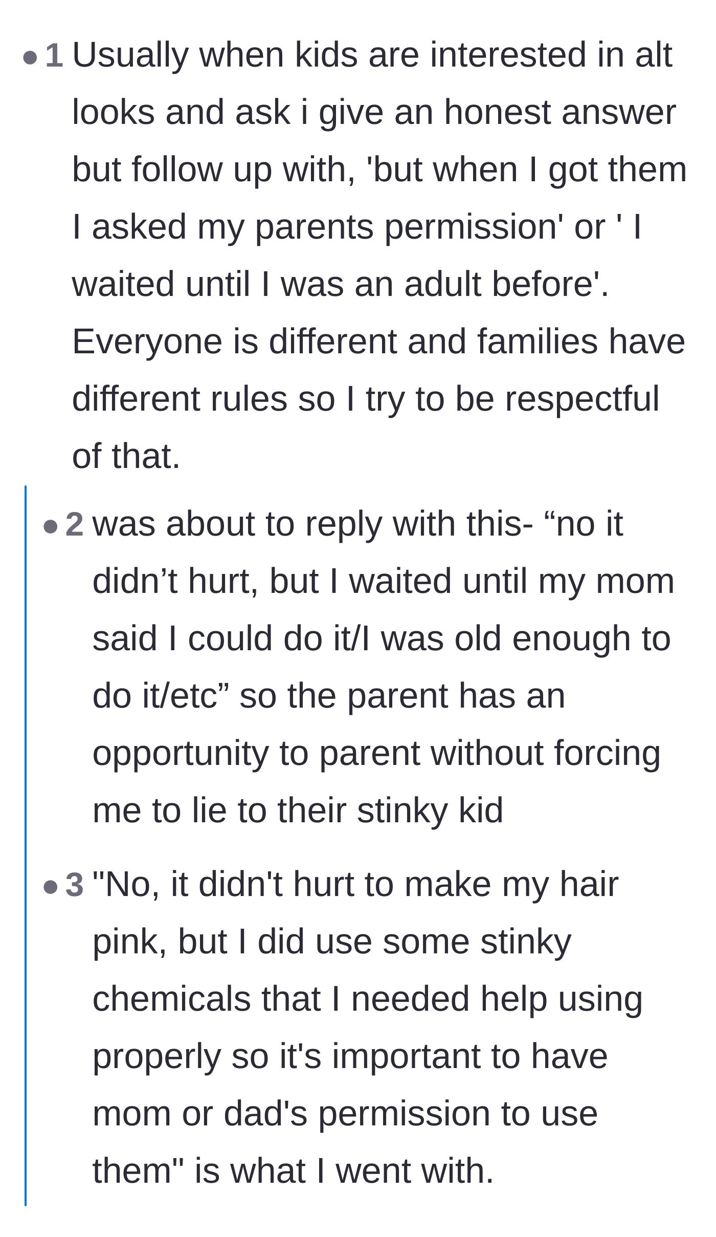 Comment thread 3 - Modified adults sharing diplomatic scripts that preserve honesty while reinforcing parental rules