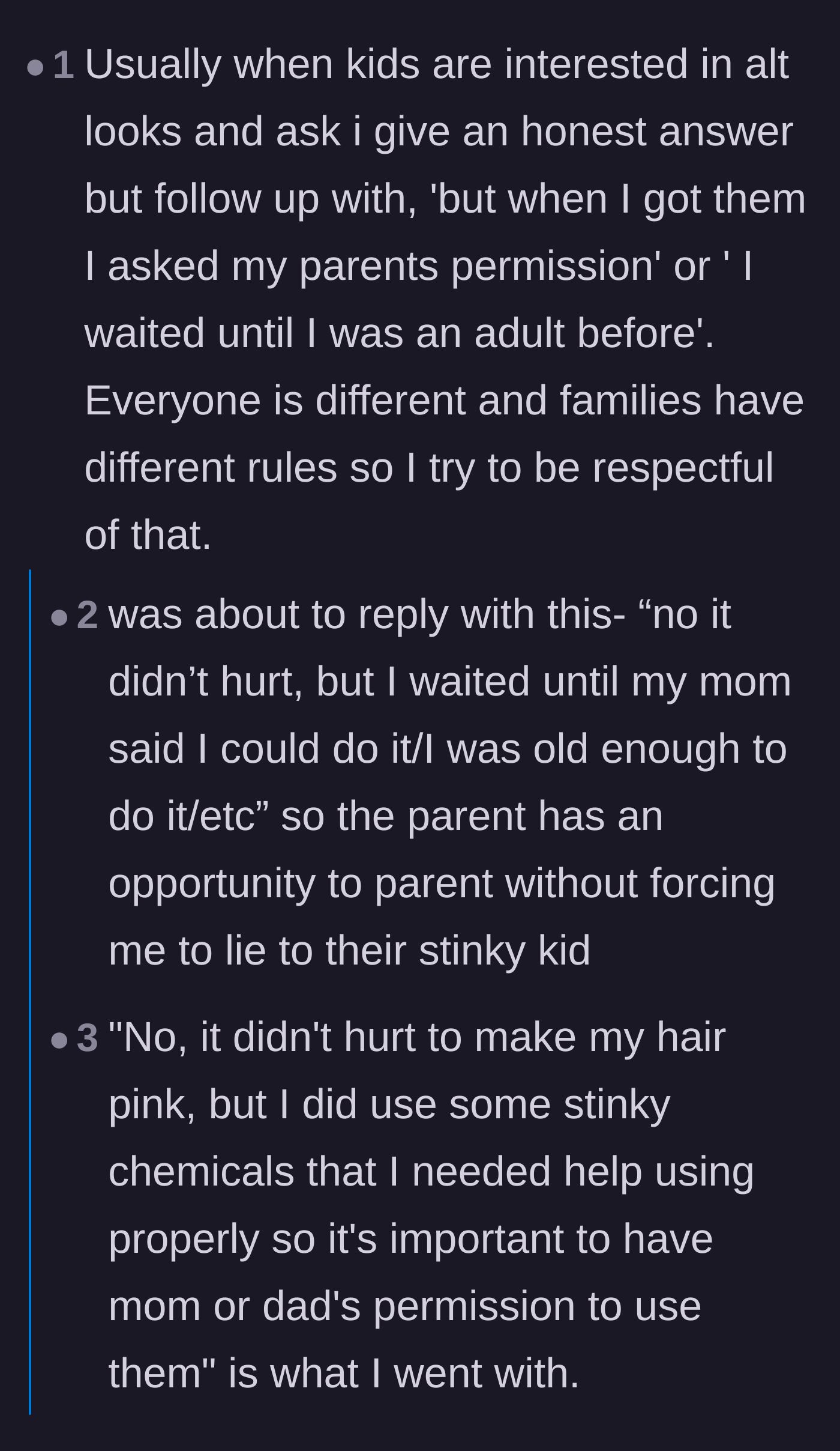 Comment thread 3 - Modified adults sharing diplomatic scripts that preserve honesty while reinforcing parental rules