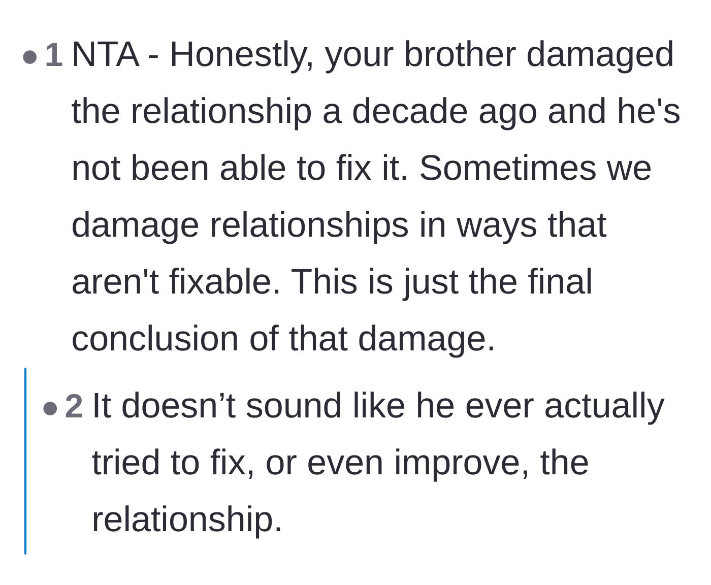 Comment thread 3 - Commenters agreeing that the father destroyed his relationship with his daughter a decade ago and never truly put in the work to fix it.