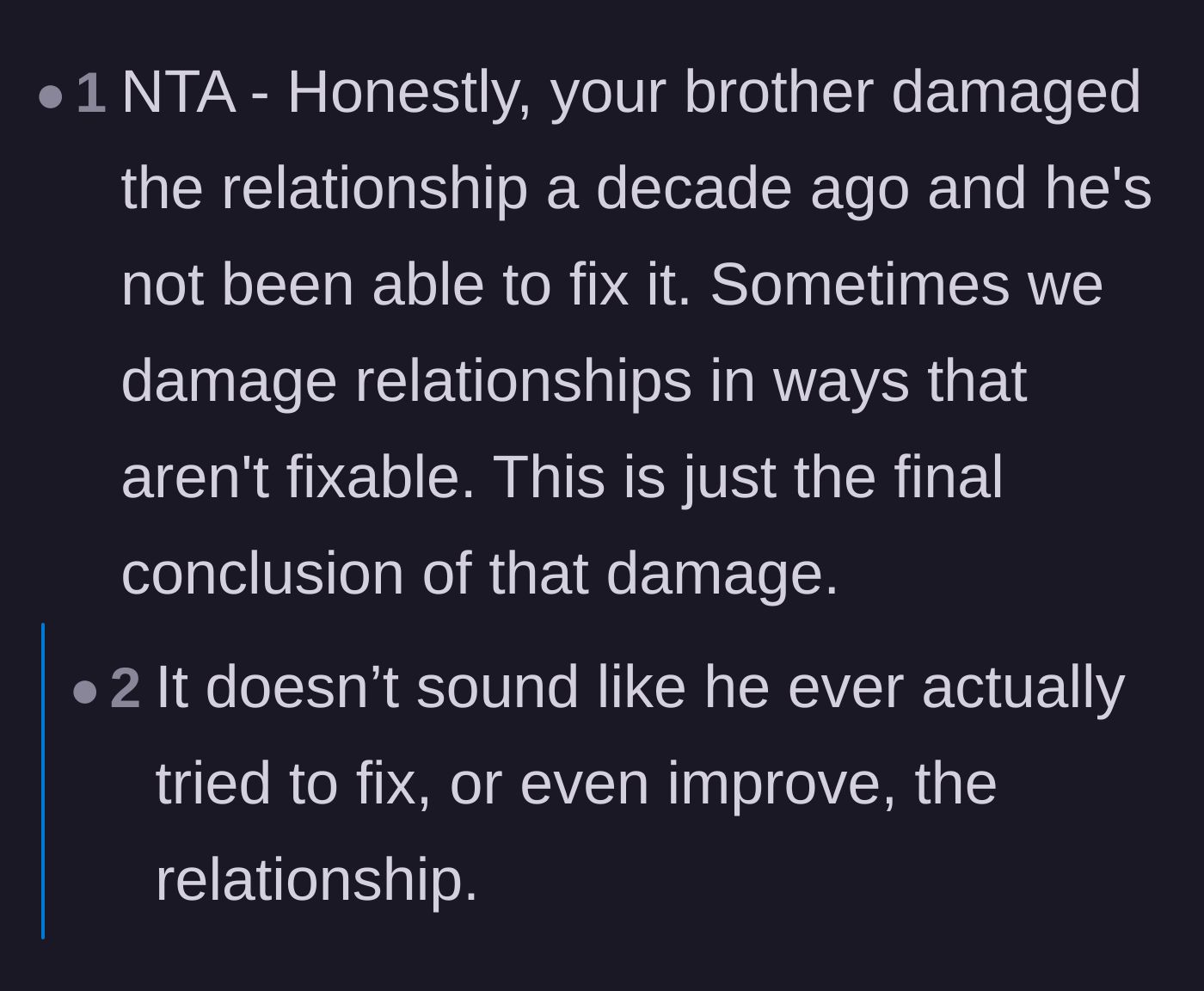 Comment thread 3 - Commenters agreeing that the father destroyed his relationship with his daughter a decade ago and never truly put in the work to fix it.