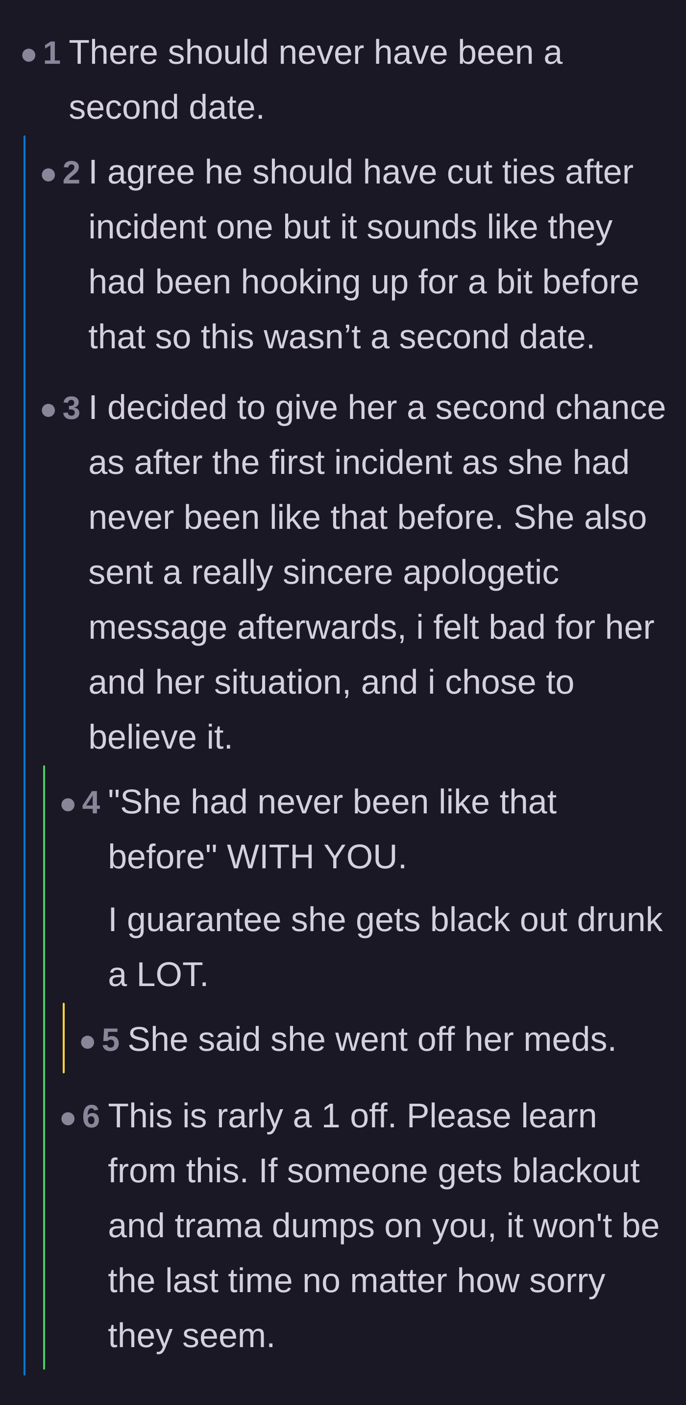 Comment thread 2 - Readers discussing why giving a second chance after an extreme emotional outburst is often a painful mistake.