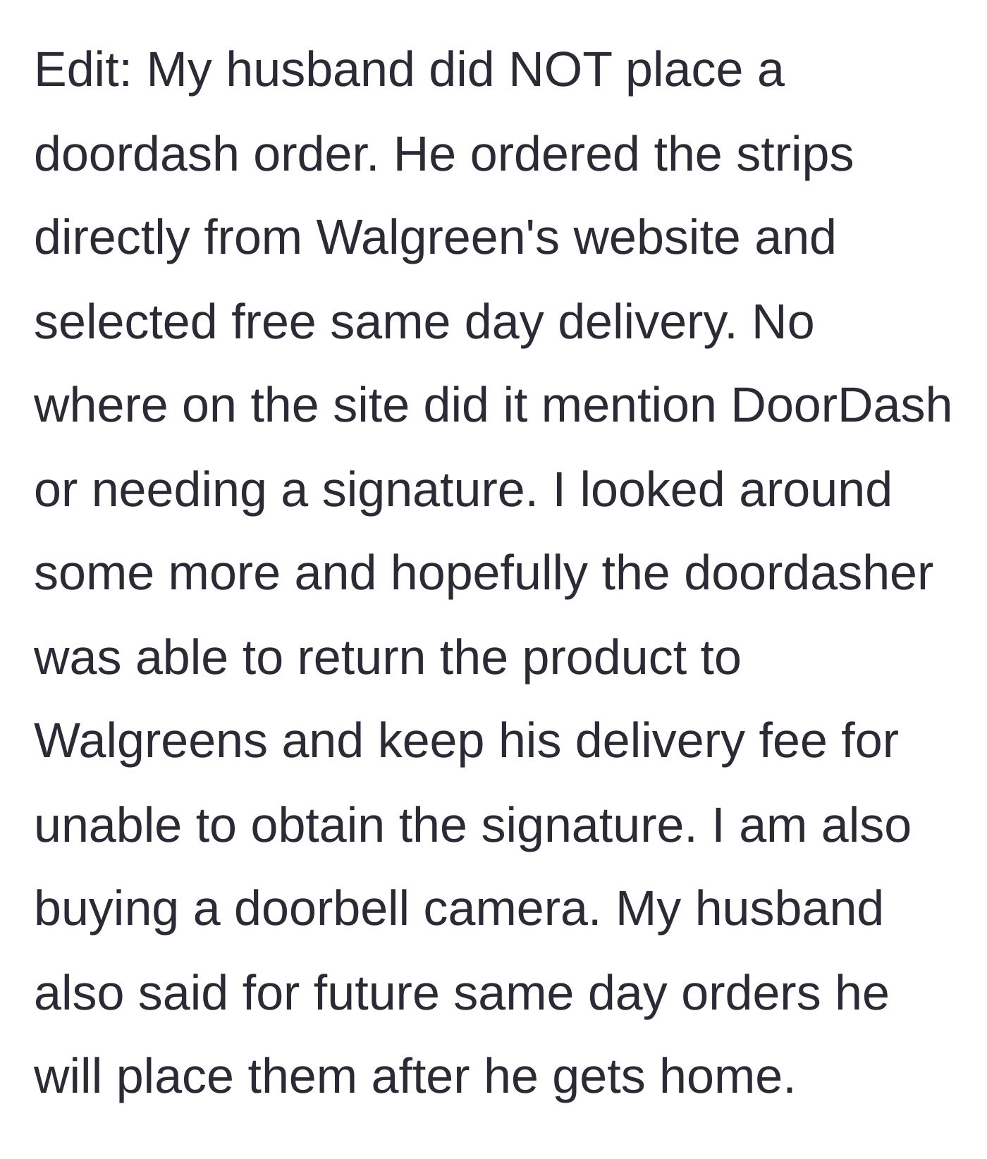 Story part 6 - A summary of third-party delivery confusion and the purchase of a new security camera.